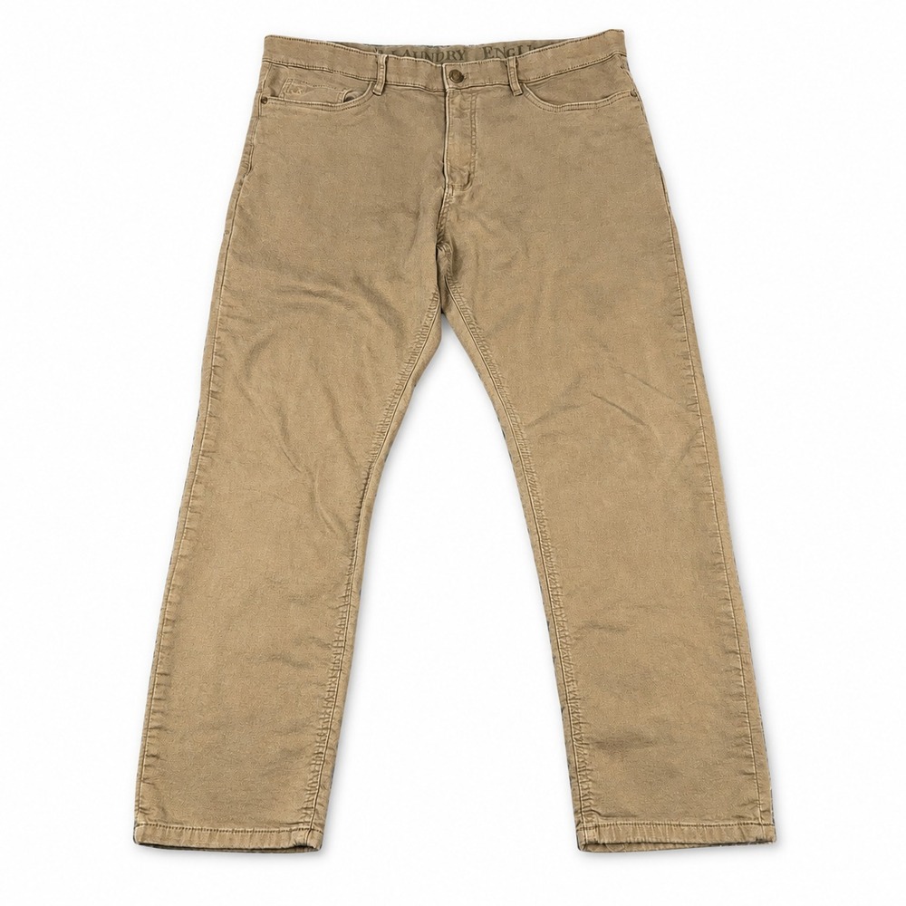 English Laundry Mens 38x30 Straight Leg Khaki Stretch Chino Pants Tan 5 Pocket